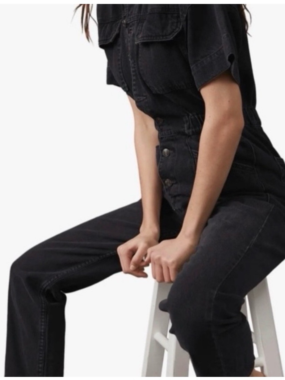 We The Free Black Denim Jumpsuit
